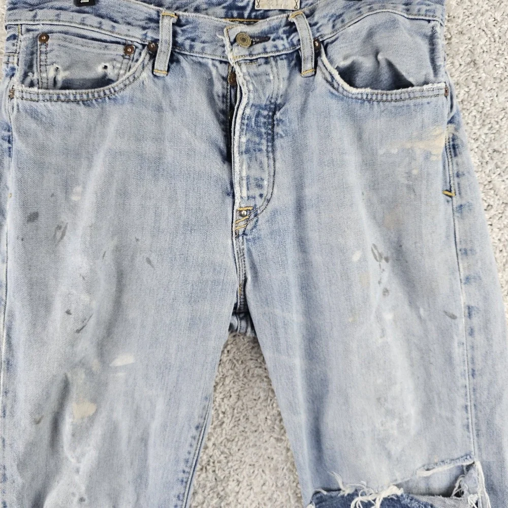 Polo Ralph Lauren Vintage Classic 67 Button Fly Denim Jeans Size 32x32 Thrashed